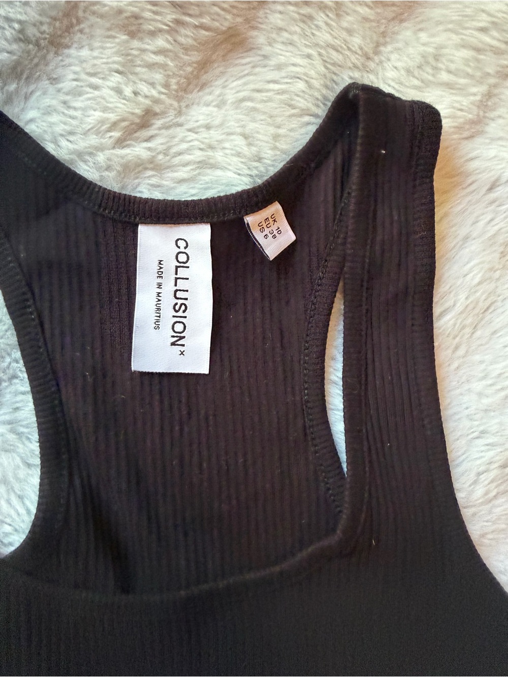 Collusion Women's Black Ribbed Racerback Tank - Picture 2 of 3